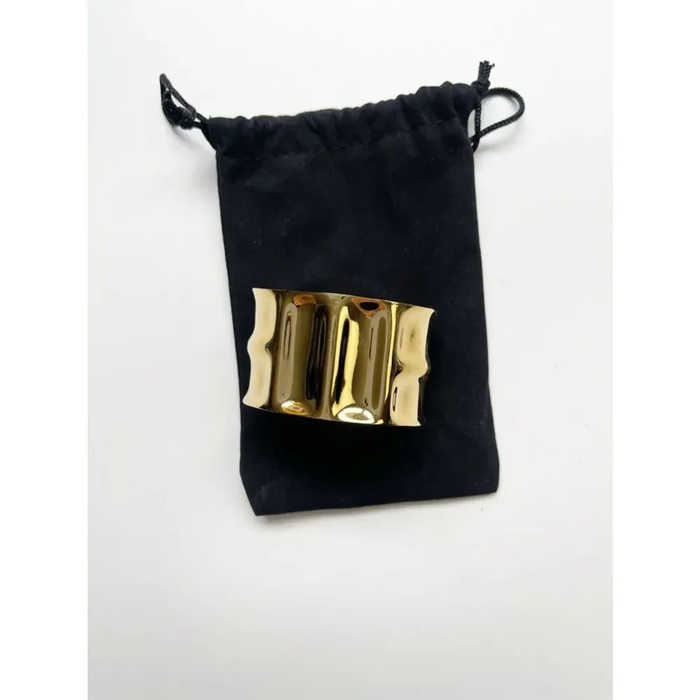 Mayamar Gold Hammered Sculpted Wide Cuff Bracelet 24k dipped plating - Picture 5 of 9
